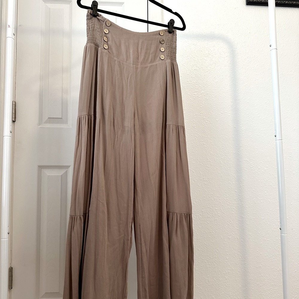 Light brown wide leg pants